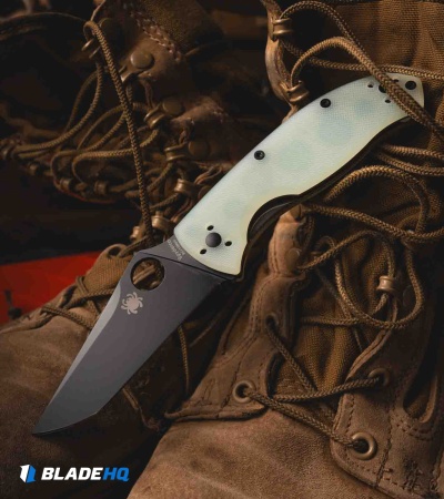 Spyderco Tenacious Liner Lock Knife Natural G-10 Tanto (3.5" Black) C122GPTBK